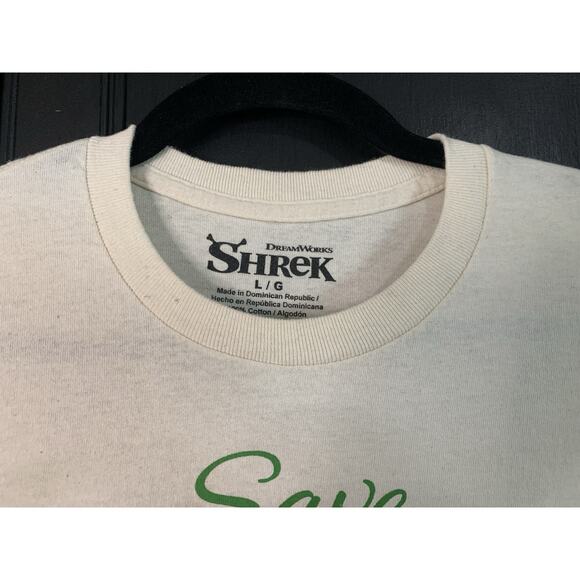 Dreamworks Licensed Shrek "Save The Swamp" Beige T Shirt Size Large - Picture 5 of 12